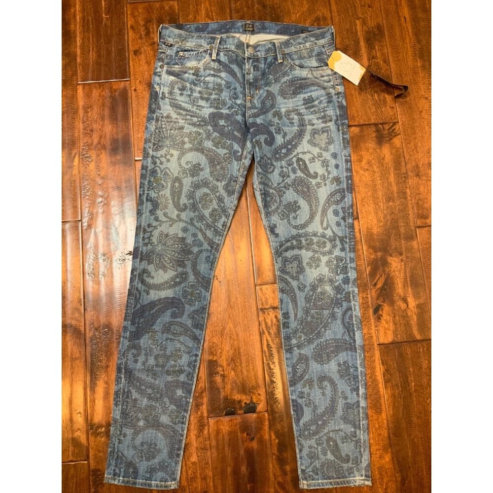 Citizens of Humanity Blue Avedon Skinny Leg Paisley Print Jeans, Size 31, NWT!